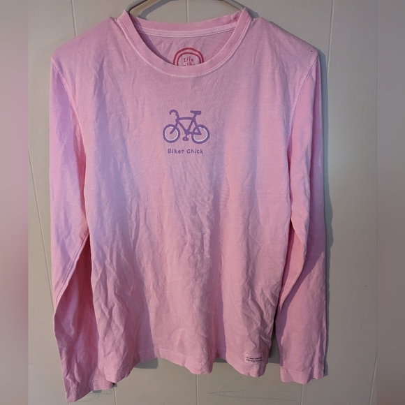 Life Is Good Women's Pink Long Sleeve T Shirt Bike Bicycle Cycling Size S - Picture 1 of 7
